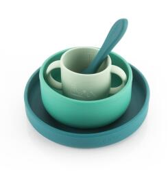 reer Set vesela din silicon pentru bebelusi, 4 piese, fara BPA, verde, Reer (RE25113) Tacam