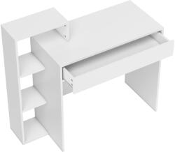 HomCom Compact Computer Desk with 3 Storage Shelves and Drawer, Space Saving Writing Desk, Study Table for Home Office, 110 x 40 x 92 cm, White | Aosom Romania (836-615V00WT)
