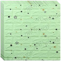 HOZRO 160 x HOZRO öntapadós 3D tapéta szett, téglautánzat modell, 86, 24 négyzetméter alapterületű, modern dizájn, nagyon könnyen felszerelhető, Green Stars (TAPET55-160BUC)