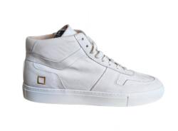  D. A. T. E. Court Mid Férfi Sneaker - Nabuk Milk Luxus Bőr Cipő - méret 40 - Fehér Nubuk, kézzel készült olasz lábbeli, kényelmes félmagas szárú utcai cipő
