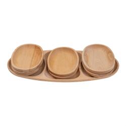 Z-tools Ztools bükkfa tálca készlet, 7 darabos, EXT 6172, 60x28x2, 5 cm, a készlet 1 db 3 rekeszes tálcát és 6 db egy rekeszes tálat tartalmaz (EXT6172)