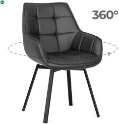 Mebel Elite Forgószék fekete öko-bőr kárpittal - LUNA