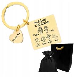  Kulcstartó Család Gravírozással arany Acél Ajándék Gravírozás Ingyenes (BRELOK Z GRAWEREM, ZAWIESZKA Z GRAWEREM)