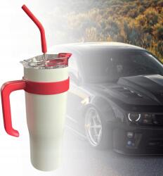  Nagy Termo Bögre Szívószállal Termosz Tartóval Fehér-piros (b0cng9wb37)