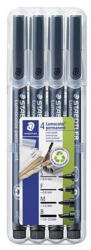 STAEDTLER Alkoholos marker készlet, OHP, STAEDTLER "Lumocolor® 31", 4 különböző vonalvastagság, feke (CTS319WP4GS)