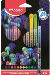  Filctoll készlet, 0, 8 mm, kimosható, MAPED "Deepsea Paradise", 12 különböző szín (CIMA844403)