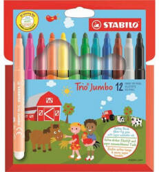  Filctoll készlet, 3 mm, STABILO "Trio Jumbo", 12 különböző szín (CTST38012)