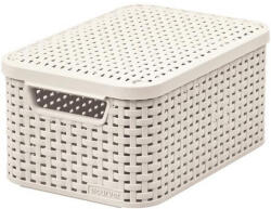  Rattan hatású kosár tetővel, 6l, törtfehér, CURVER "Style S (CCSCR7BT)