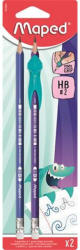  Grafitceruza radírral, HB, háromszögletű, ceruzafogóval, MAPED "Kidy Learn (CIMA853500)