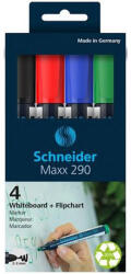  Tábla- és flipchart marker készlet, 2-3 mm, kúpos, SCHNEIDER "Maxx 290", 4 különböző szín (CTSC290V4)