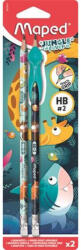  Grafitceruza radírral, HB, háromszögletű, ceruzafogóval, MAPED "Jungle Fever", kétféle min (CIMA851819)