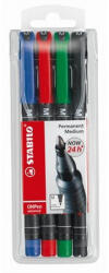  Alkoholos marker készlet, 1 mm, STABILO "OHPen M", 4 különböző szín (CTST843V4)