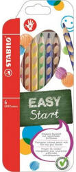  Színes ceruza készlet, háromszögletű, jobbkezes, STABILO "EasyColours", 6 különböző szín (CTST3326)