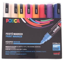  Dekormarker készlet, 1, 8-2, 5 mm, UNI "Posca PC-5M", 16 különböző szín (CTUPC5M16DB)