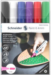  Dekormarker készlet, akril, 4 mm, SCHNEIDER "Paint-It 320", 6 különböző szín (CTSC320V61)
