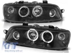  Tuning headlight set with halogen angel eyes suitable for Fiat PUNTO 2 10.1999-06.2003, left and right (ABFIHX6010548)