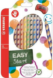  Színes ceruza készlet, háromszögletű, jobbkezes, STABILO "EasyColours", 12 különböző szín (CTST33212)