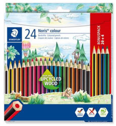 STAEDTLER Színes ceruza készlet, hatszögletű, STAEDTLER "Noris Colour 185", 20+4 különböző szín (CTS185C24P)