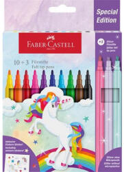  Filctoll készlet, FABER-CASTELL "Unikornis" 10 különböző szín + 3 csillámos (CTFC554213)