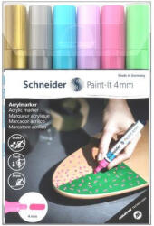  Dekormarker készlet, akril, 4 mm, SCHNEIDER "Paint-It 320", 6 különböző szín (CTSC320V62)
