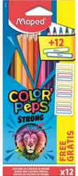  Színes ceruza készlet, háromszögletű, MAPED, "Color'Peps Strong" 12 különböző szín + 12 aj (CIMA862725)