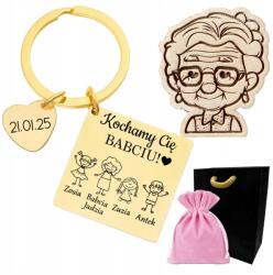  Gravírozott kulcstartó Nagymama Napjára ajándék Nagymamáknak (ZAWIESZKA Z GRAWEREM)