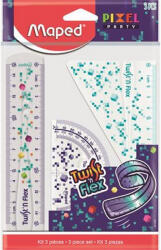  Vonalzókészlet, műanyag, törhetetlen, 3 darabos, MAPED "Pixel Party Twist'n Flex (CIMA981835)