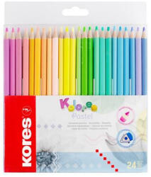  Színes ceruza készlet, háromszögletű, KORES "Kolores Pastel", 24 pasztell szín (CIK93321)