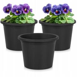 Artemis 3x Kerti Virágtartó Műanyag Fekete Növények Virágok Gyógynövények 14, 5x11 cm (VD-339511)