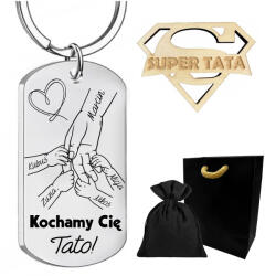  Kulcstartó Gravírozással ajándék Apukának Kéznek gyerek név Ingyenes