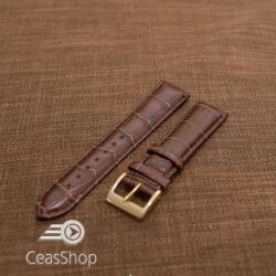  Curea piele vitel, model crocodil maro inchis, captusita, lucioasa 18mm - 34827