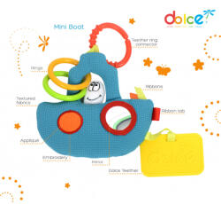 Dolce Mini tug boat, barcuta senzoriala pentru bebelusi, cu oglinda si inel de dentitie, dolce (95318)