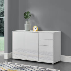 [en. casa] Comoda living Paarl alb lucios, 2 sertare si 3 usi, 117 cm (71488088) Comoda