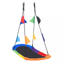 Wonderland Rainbow 165 x 70 cm / 150 kg szivárvány fészekhinta, gólyafészek hinta 150 kg teherbírással, színes zászlókkal (415233) (Wonderland_415233)