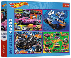 Trefl Hot Wheels versenyautók 4×250 db-os puzzle - Trefl (13312)