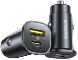 Baseus GoTrip USB-C / USB-A 30W Autós töltő - Fekete