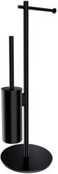 Omnires Suport hartie igienica cu perie, Omnires Modern Project, negru mat (MP60810BL)