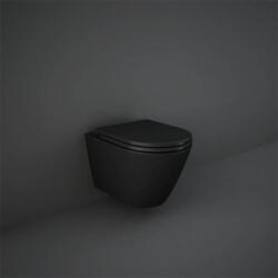 RAK Ceramics Vas WC suspendat, RAK, Feeling, rimless, oval, negru mat (RST2301504A)