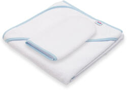 NEW BABY Gyermek frottír törölköző és kapucnival New Baby BASIC 80x80 fehér-kék - pindurka