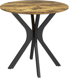 HomCom Masă de bucătărie pentru 2 persoane, rotundă, cadru din oțel cu acoperire din pulbere, Ø78 cm, maro-rustic | Aosom Romania (83A-075V81RB)