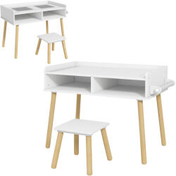 HOMCOM Set de Masă și Scaun pentru Copii, Masă de Activități pentru Copii Mici 3 în 1 cu Tablă de Construcție, 87x45x59.5 cm, Alb | Aosom Romania (312-110V80WT)
