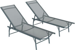 Outsunny Set de 2 șezlonguri pliabile textilenă transat grădină exterior reglabil 54 x 164 x 84 cm gri deschis | Aosom Romania (84G-723V01LG)