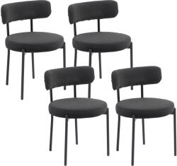 HomCom Set de 4 scaune de sufragerie cu spătar din țesătură picioare din oțel 51 x 51 x 76 cm negru | Aosom Romania (83A-168V02BK)