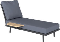 Outsunny Șezlong de grădină cu perne lavabile din olefină și raft lateral, cadru metalic, 58x137x75cm, gri | Aosom Romania (84K-047V00GY)