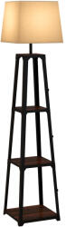 HomCom Lampa de Podea cu Rafturi, Inalta, Independenta, cu Abajur din Material Textil (Becul Nu Este Inclus), Nuc Maro si Bej, HOMCOM | Aosom Romania (B31-466V90BK)