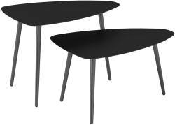 Outsunny Set 2 măsuțe de cafea, rezistent la intemperii, masă pentru balcon din oțel, măsuță laterală cu design geometric Negru | Aosom Romania (84G-703V00BK) Masa de cafea