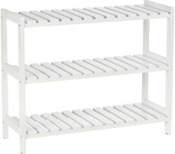 HomCom Etajeră pentru încălțăminte, suport pentru pantofi 3 niveluri, rafturi cu lamele, din lemn de pin， 70 x 26 x 57, 5 cm, alb | Aosom Romania (837-053WT) Pantofar