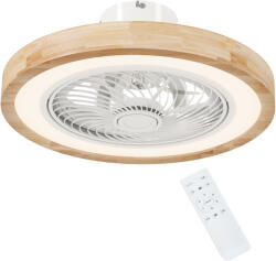 HomCom Ventilator de tavan cu lumină și telecomandă, 6 viteze, luminozitate reglabilă, motor silențios, maro deschis | Aosom Romania (B31-512V00ND)