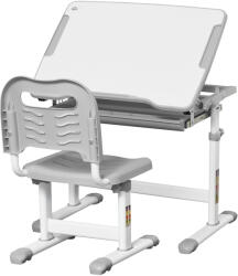 HOMCOM Set Masă și Scaun pentru Copii 6-12 ani, Reglabil pe Înălțime, cu Blat Înclinabil la 45°, 66x47x52-77 cm, Gri | Aosom Romania (312-064V80GY)