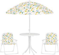 AIYAPLAY Set de Mobilier de Grădină din 4 Piese cu Masă, Scaune și Umbrelă de Soare Reglabilă, 50xΦ49, 5 cm, Verde | Aosom Romania (3E3-006V00WT)